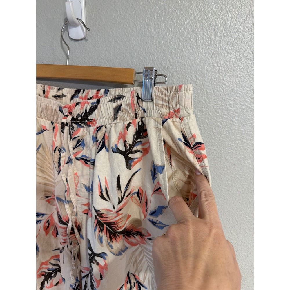 Briggs Tropical Print Linen Blend Pull On Pants Womens Lg Floral Vaca Boho - Picture 6 of 7